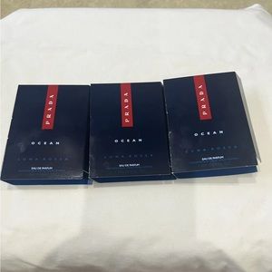 New- Prada Ocean Eau De Parfum O.04 Fl. Oz. 1.2 Ml. Lot of 3 Samples Spray